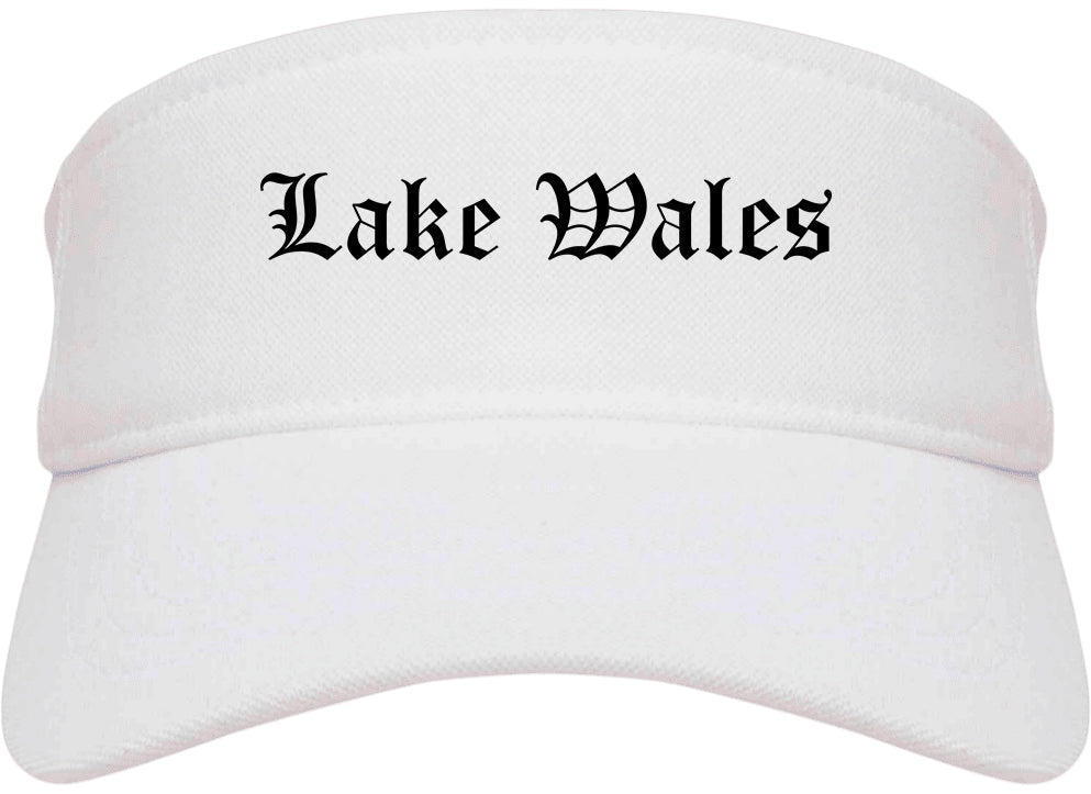 Lake Wales Florida FL Old English Mens Visor Cap Hat White