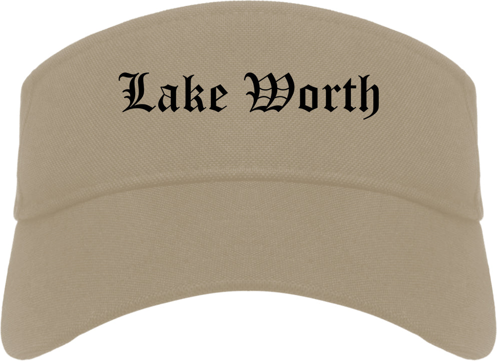 Lake Worth Florida FL Old English Mens Visor Cap Hat Khaki