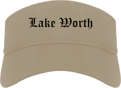 Lake Worth Florida FL Old English Mens Visor Cap Hat Khaki