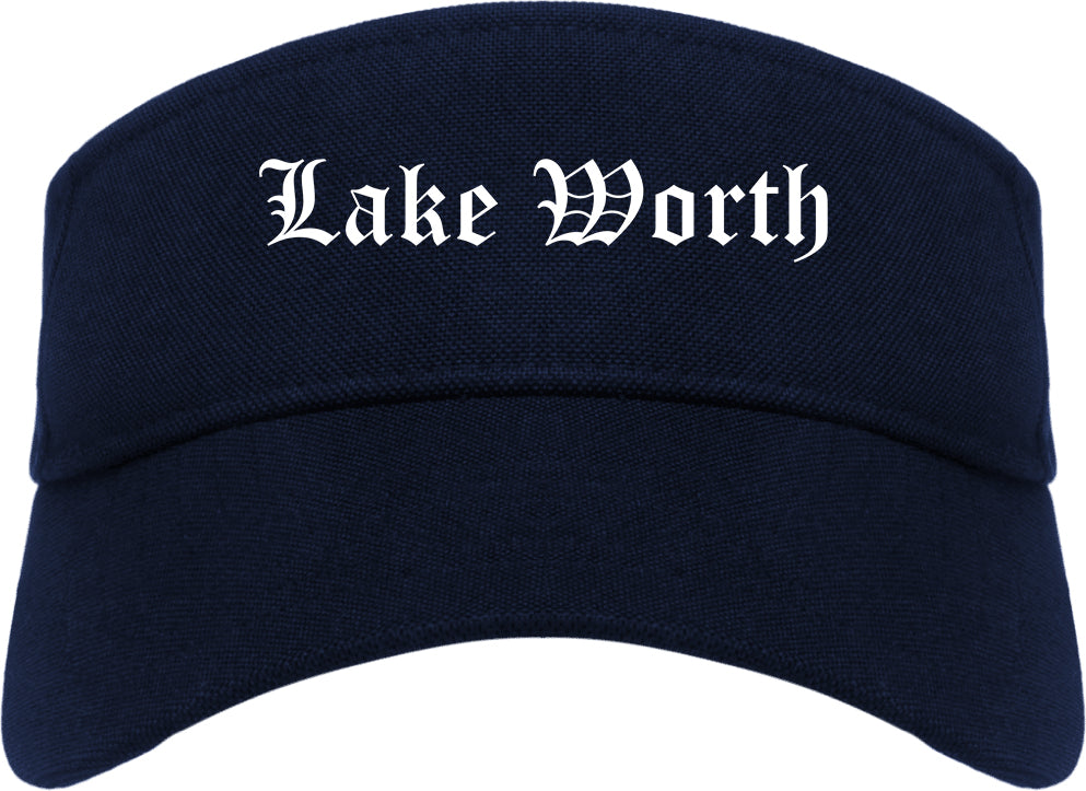 Lake Worth Florida FL Old English Mens Visor Cap Hat Navy Blue
