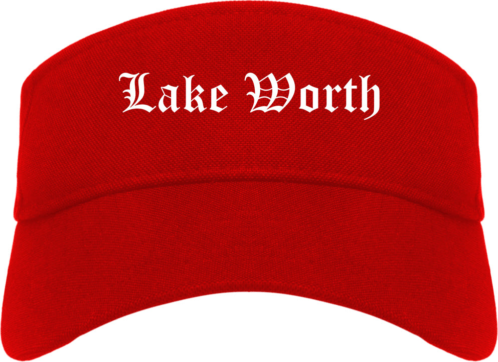 Lake Worth Florida FL Old English Mens Visor Cap Hat Red