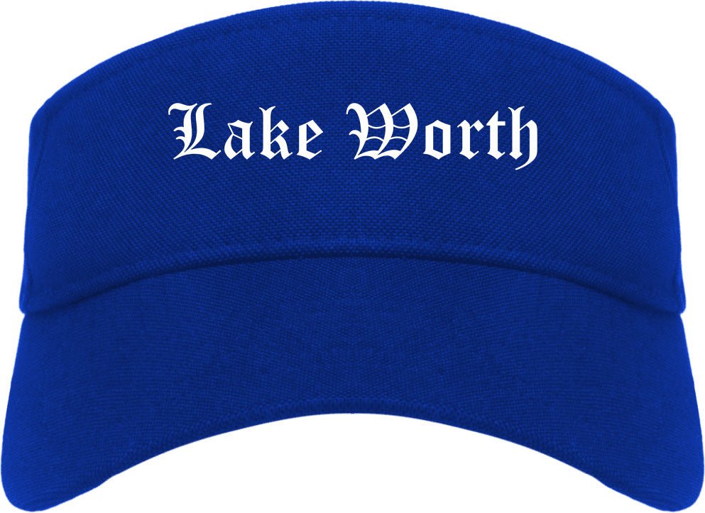 Lake Worth Florida FL Old English Mens Visor Cap Hat Royal Blue