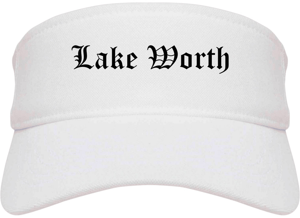 Lake Worth Florida FL Old English Mens Visor Cap Hat White
