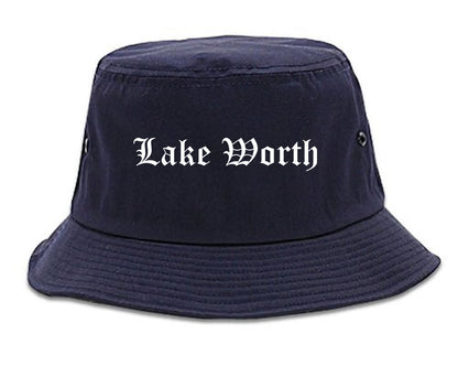 Lake Worth Texas TX Old English Mens Bucket Hat Navy Blue