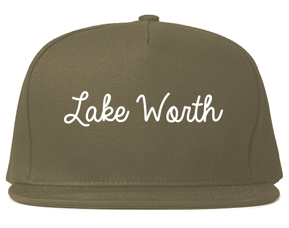 Lake Worth Texas TX Script Mens Snapback Hat Grey