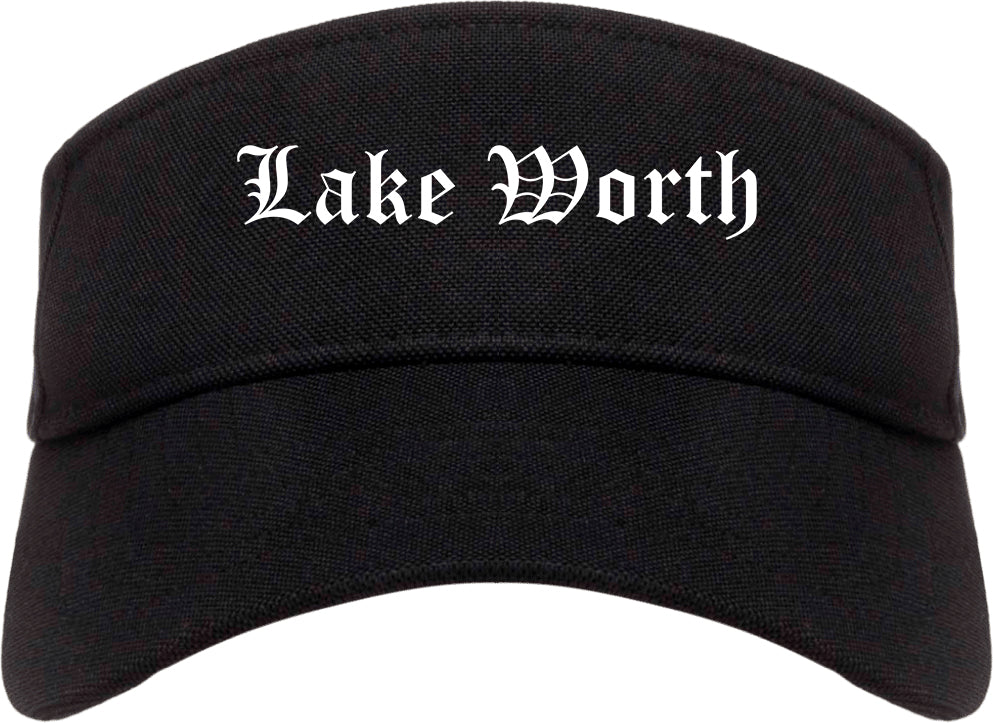 Lake Worth Texas TX Old English Mens Visor Cap Hat Black