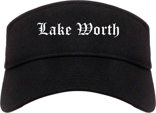 Lake Worth Texas TX Old English Mens Visor Cap Hat Black