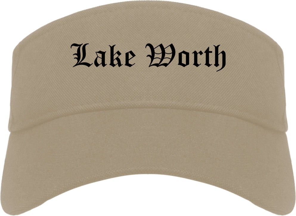 Lake Worth Texas TX Old English Mens Visor Cap Hat Khaki