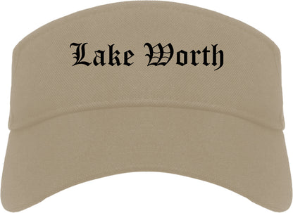 Lake Worth Texas TX Old English Mens Visor Cap Hat Khaki