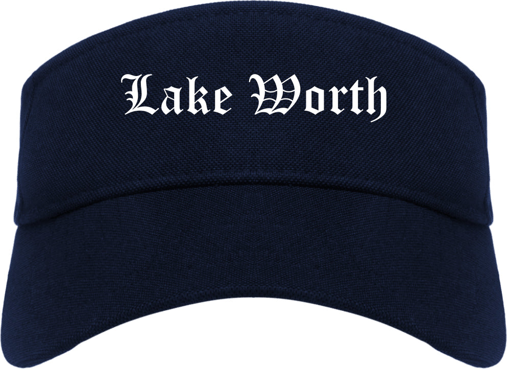 Lake Worth Texas TX Old English Mens Visor Cap Hat Navy Blue