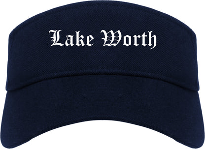 Lake Worth Texas TX Old English Mens Visor Cap Hat Navy Blue