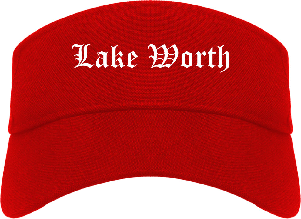 Lake Worth Texas TX Old English Mens Visor Cap Hat Red