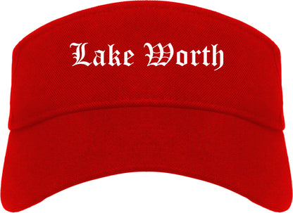 Lake Worth Texas TX Old English Mens Visor Cap Hat Red