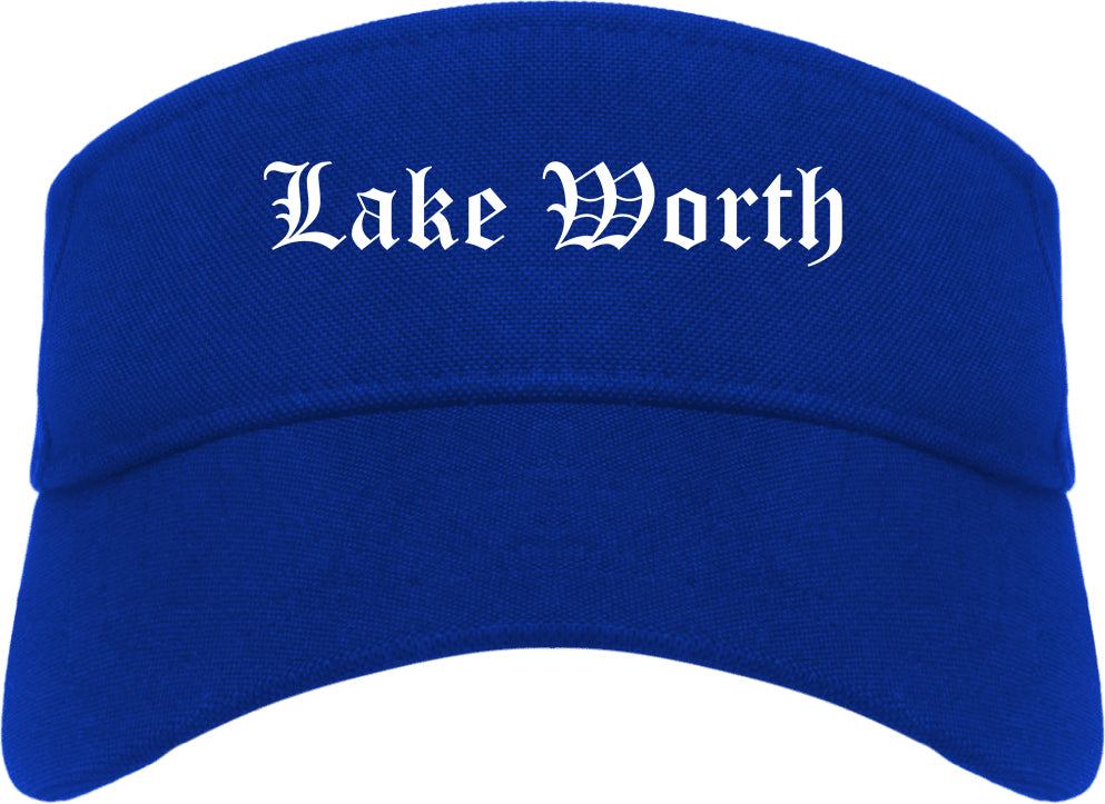 Lake Worth Texas TX Old English Mens Visor Cap Hat Royal Blue