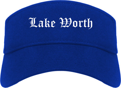 Lake Worth Texas TX Old English Mens Visor Cap Hat Royal Blue