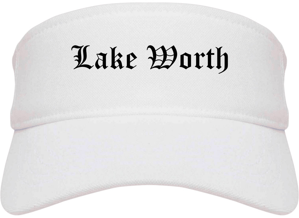 Lake Worth Texas TX Old English Mens Visor Cap Hat White