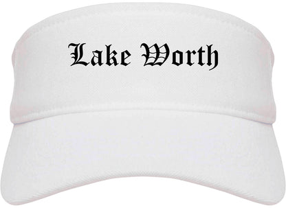 Lake Worth Texas TX Old English Mens Visor Cap Hat White