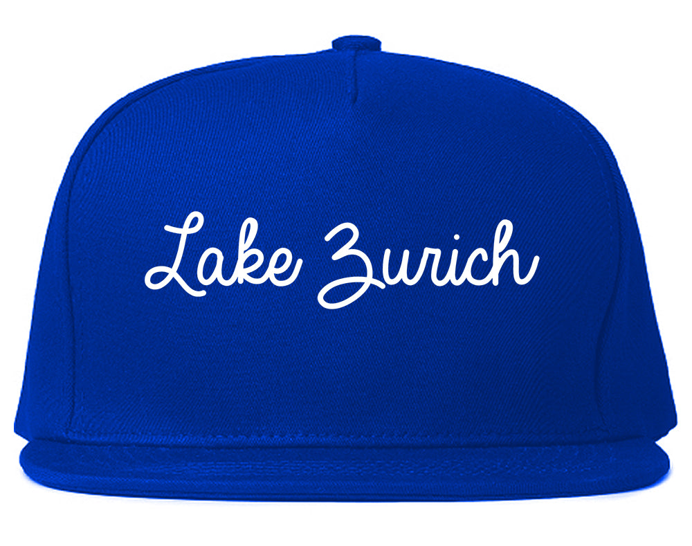 Lake Zurich Illinois IL Script Mens Snapback Hat Royal Blue