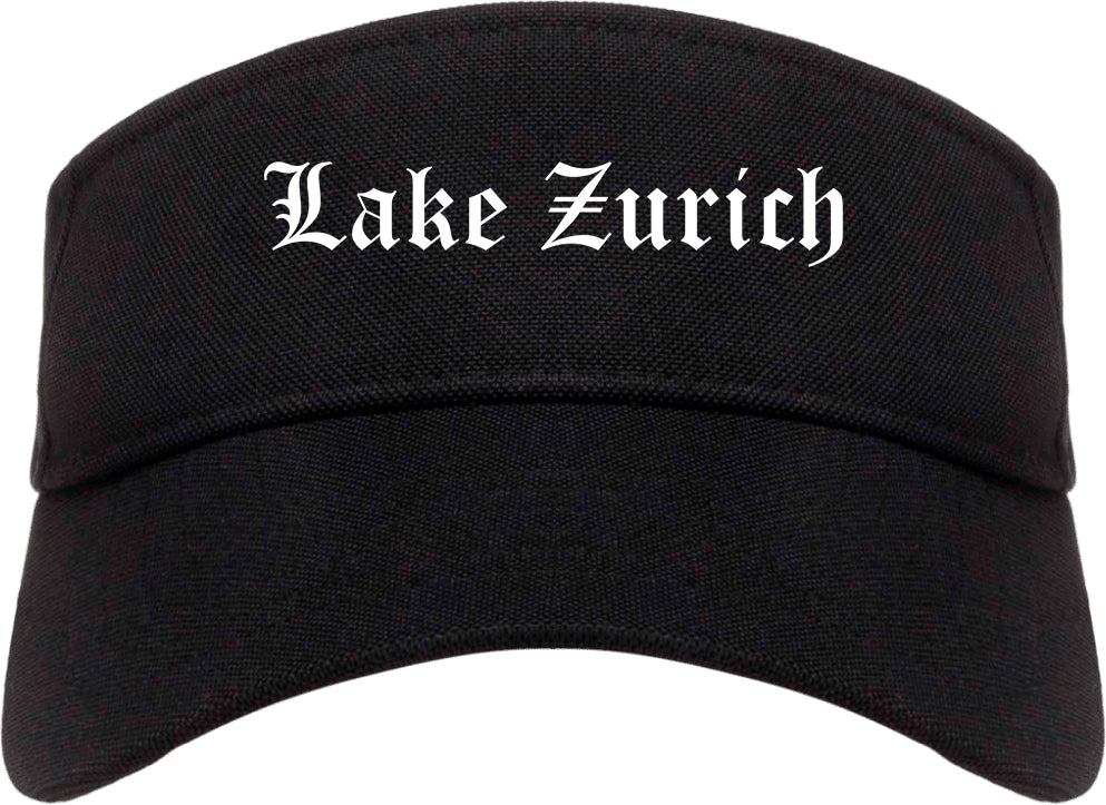 Lake Zurich Illinois IL Old English Mens Visor Cap Hat Black