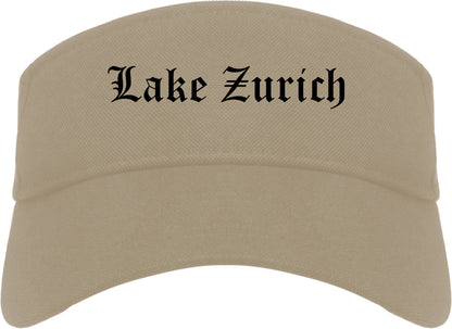 Lake Zurich Illinois IL Old English Mens Visor Cap Hat Khaki