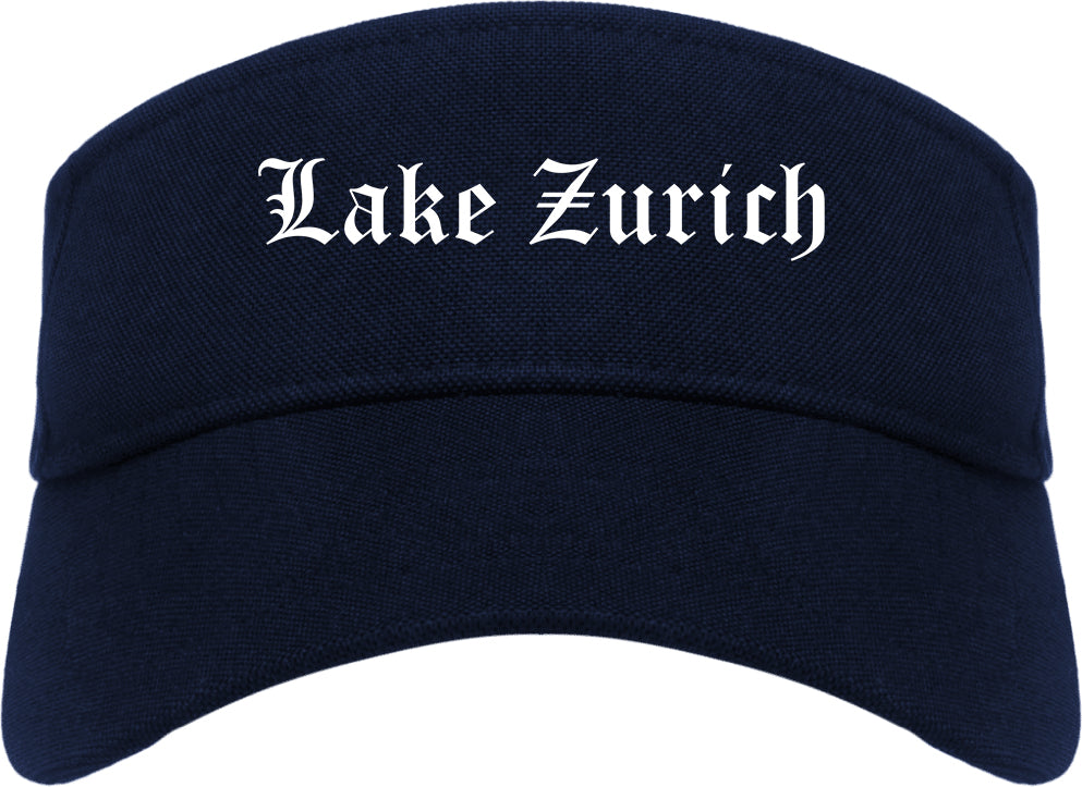 Lake Zurich Illinois IL Old English Mens Visor Cap Hat Navy Blue