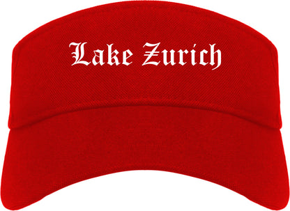 Lake Zurich Illinois IL Old English Mens Visor Cap Hat Red