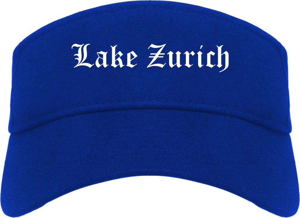Lake Zurich Illinois IL Old English Mens Visor Cap Hat Royal Blue