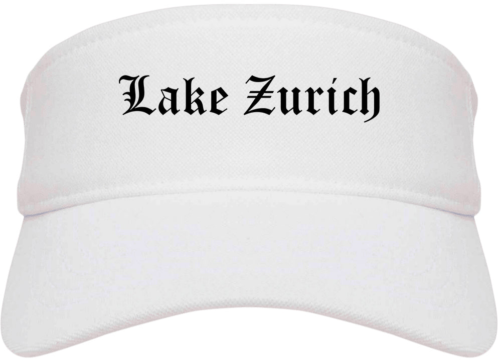 Lake Zurich Illinois IL Old English Mens Visor Cap Hat White