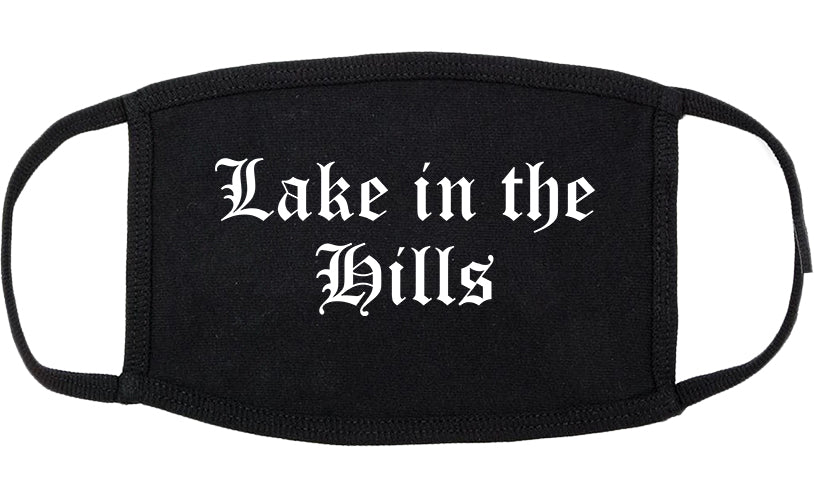 Lake in the Hills Illinois IL Old English Cotton Face Mask Black