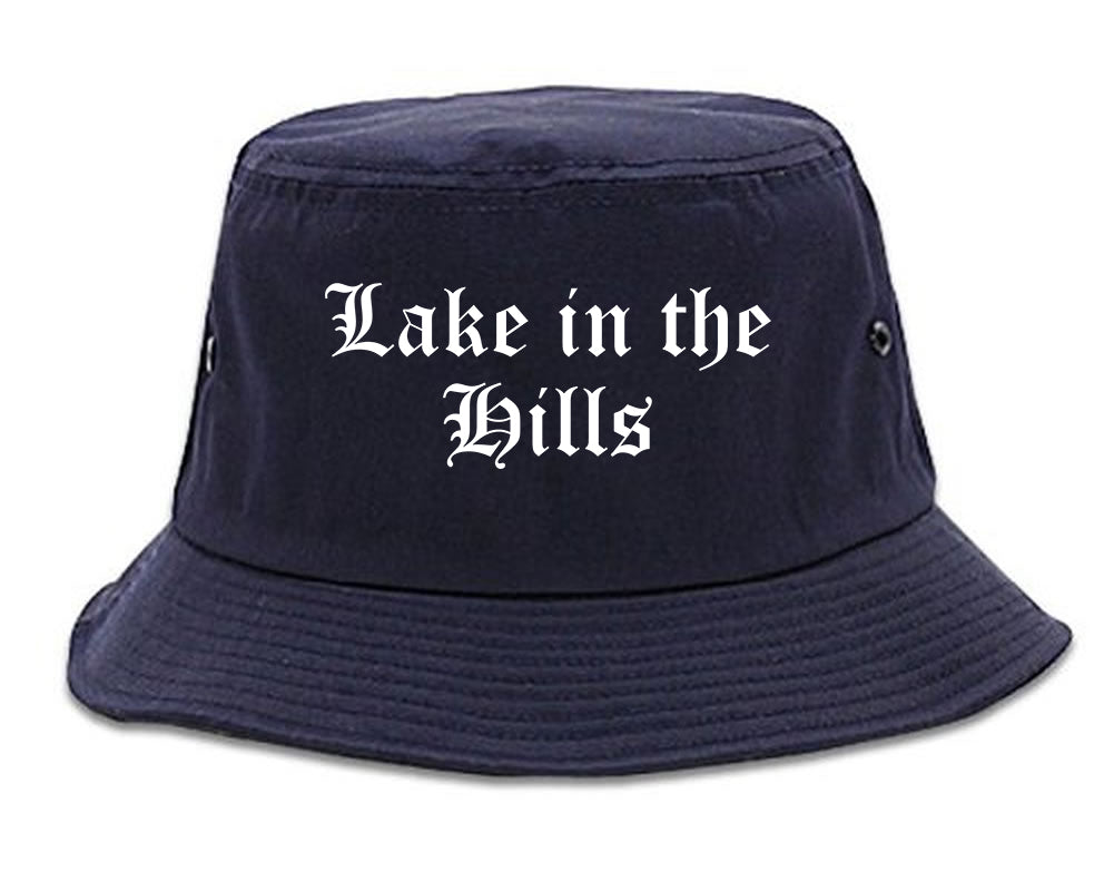Lake in the Hills Illinois IL Old English Mens Bucket Hat Navy Blue