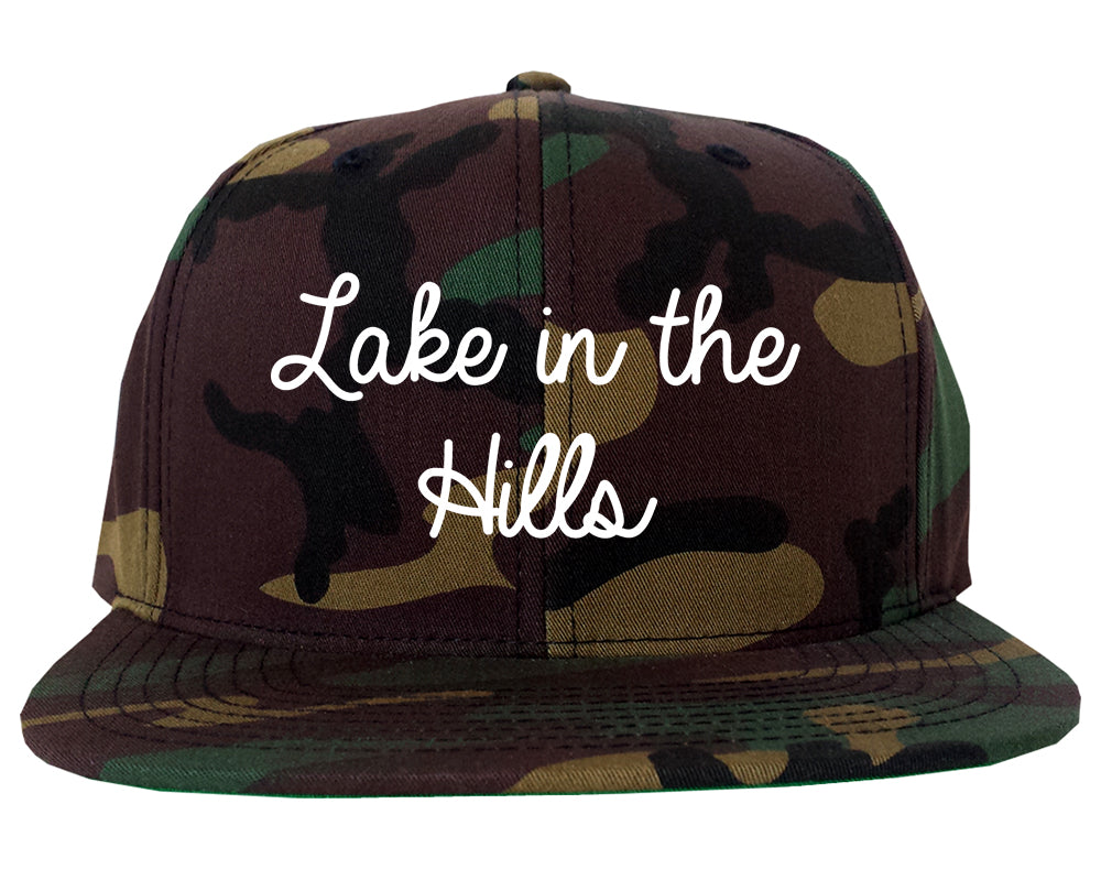 Lake in the Hills Illinois IL Script Mens Snapback Hat Army Camo