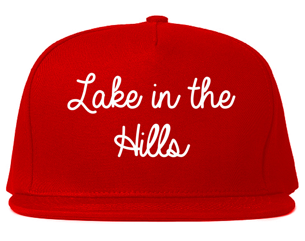 Lake in the Hills Illinois IL Script Mens Snapback Hat Red