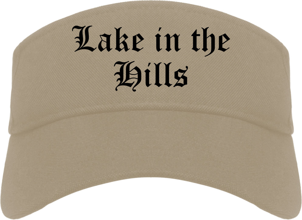 Lake in the Hills Illinois IL Old English Mens Visor Cap Hat Khaki