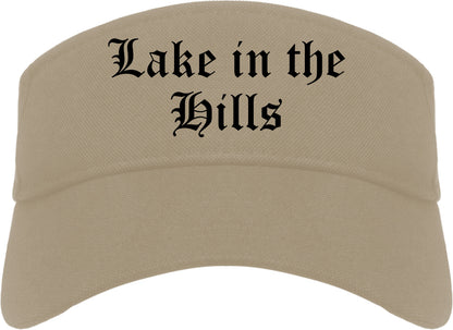 Lake in the Hills Illinois IL Old English Mens Visor Cap Hat Khaki