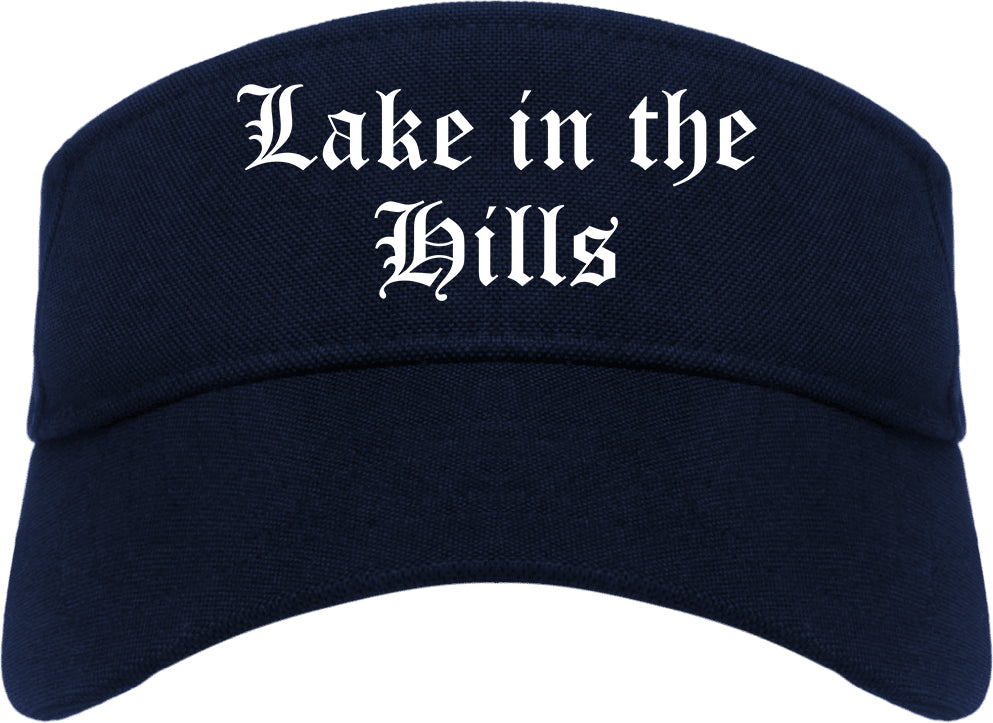 Lake in the Hills Illinois IL Old English Mens Visor Cap Hat Navy Blue