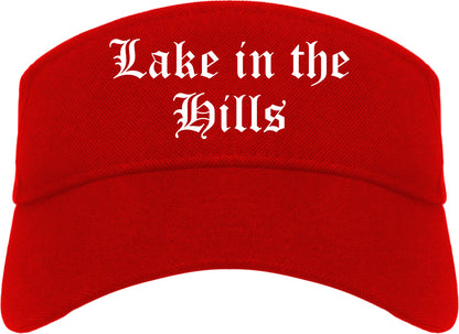 Lake in the Hills Illinois IL Old English Mens Visor Cap Hat Red