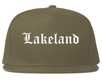 Lakeland Florida FL Old English Mens Snapback Hat Grey