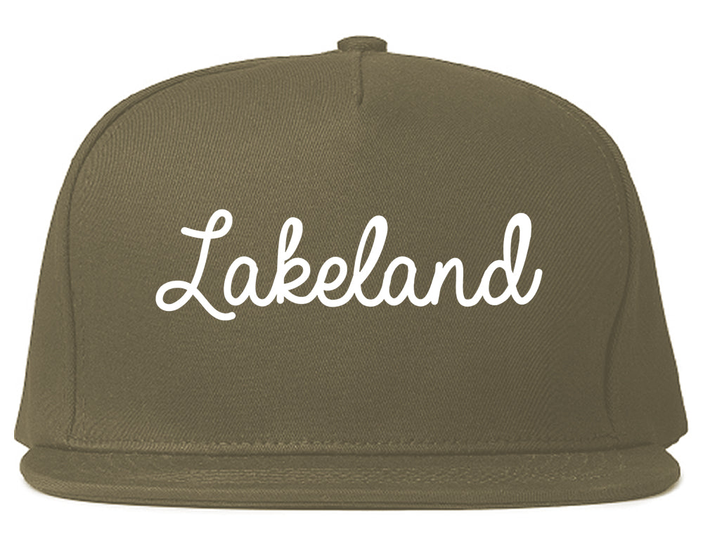 Lakeland Florida FL Script Mens Snapback Hat Grey