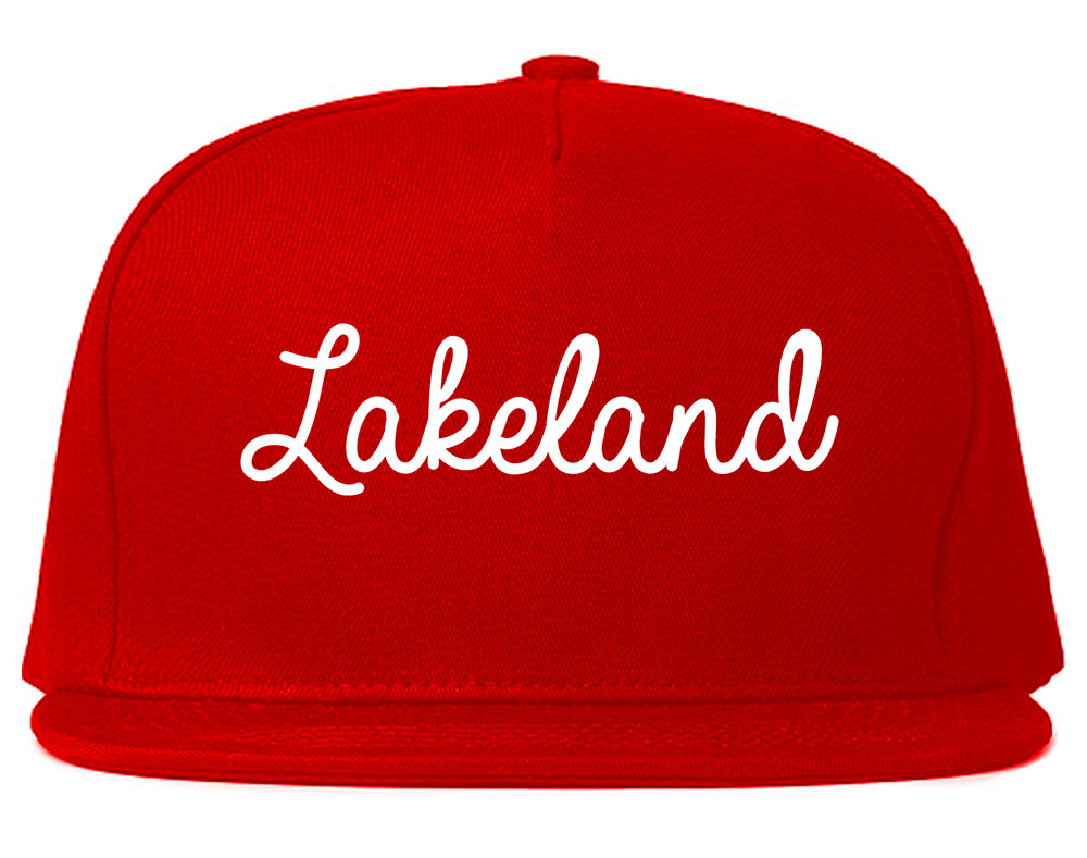Lakeland Florida FL Script Mens Snapback Hat Red