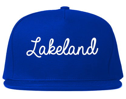 Lakeland Florida FL Script Mens Snapback Hat Royal Blue