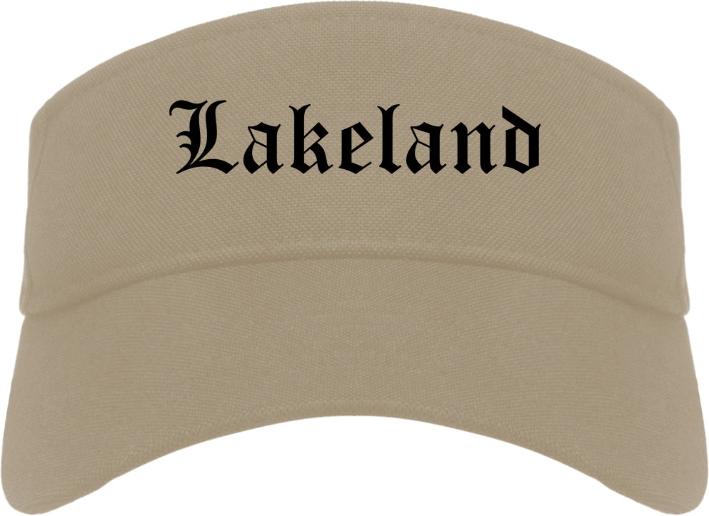 Lakeland Florida FL Old English Mens Visor Cap Hat Khaki