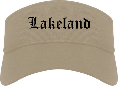 Lakeland Florida FL Old English Mens Visor Cap Hat Khaki