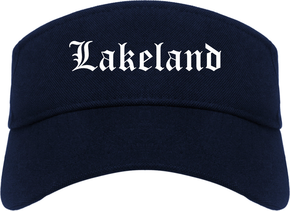 Lakeland Florida FL Old English Mens Visor Cap Hat Navy Blue