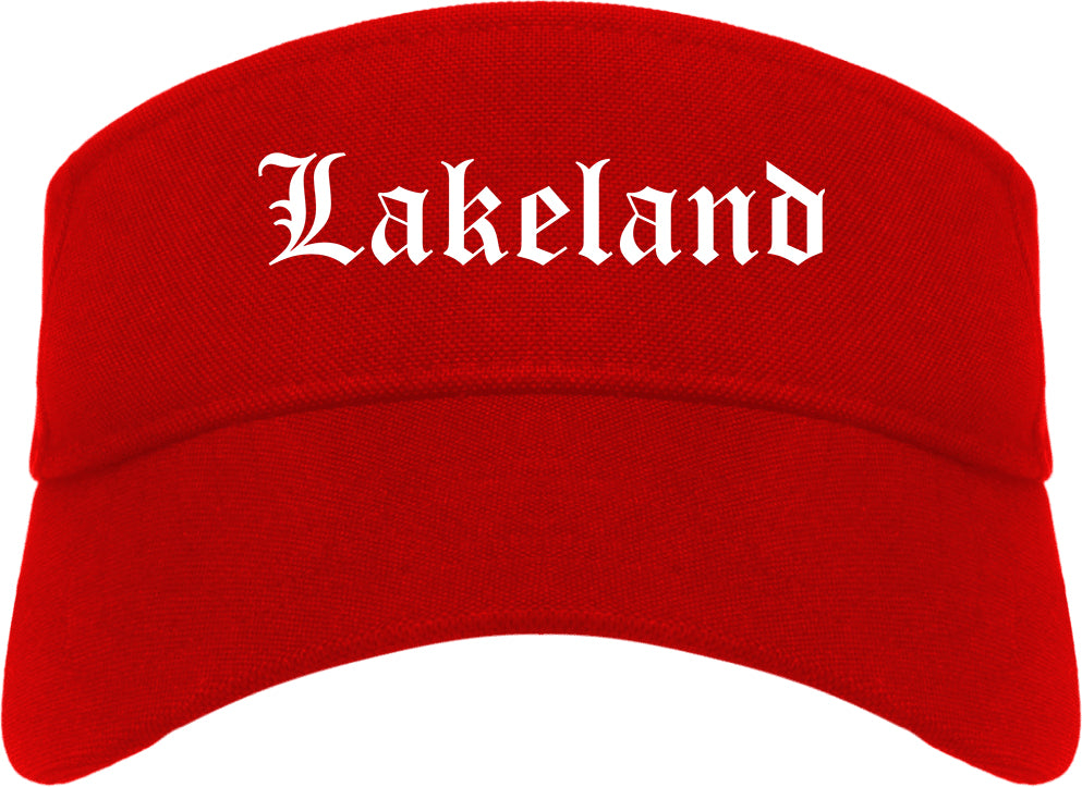 Lakeland Florida FL Old English Mens Visor Cap Hat Red
