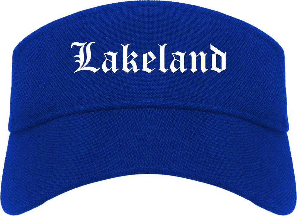 Lakeland Florida FL Old English Mens Visor Cap Hat Royal Blue