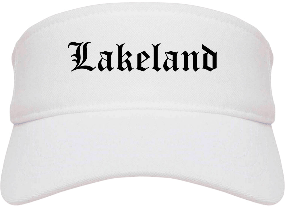 Lakeland Florida FL Old English Mens Visor Cap Hat White