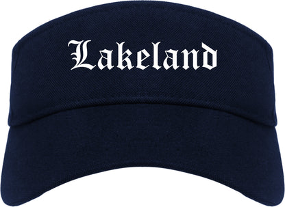Lakeland Tennessee TN Old English Mens Visor Cap Hat Navy Blue