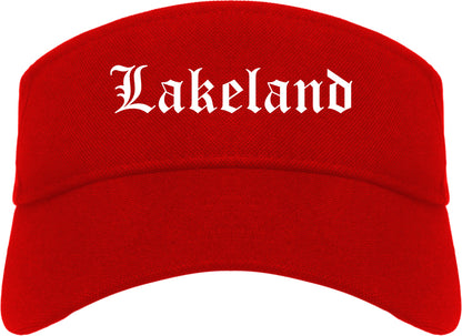 Lakeland Tennessee TN Old English Mens Visor Cap Hat Red