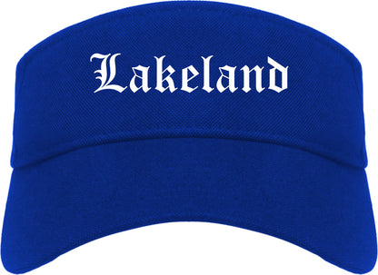 Lakeland Tennessee TN Old English Mens Visor Cap Hat Royal Blue