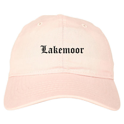 Lakemoor Illinois IL Old English Mens Dad Hat Baseball Cap Pink